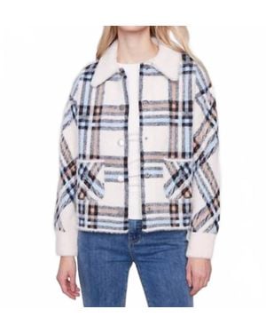 Charlie b Short Plaid Knit Jacket - Blue