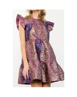 Thml Flutter Sleeve Textured Mini Dress - Purple