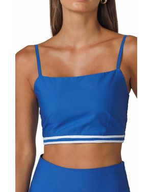 LUSANA Oliver Embroidered Poplin Top - Blue