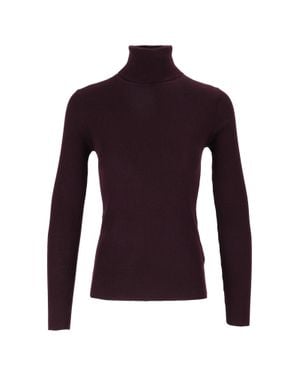 MC2 Saint Barth Aubergine Erika Merino Ribbed Fitted Wool Turtleneck Sweater - Purple