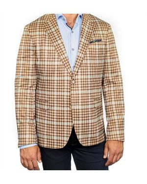 7 Downie St. Colton Plaid Stretch Blazer - Brown