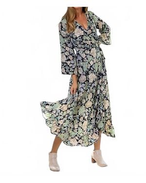 Cienna Gia Long Sleeve Wrap Dress - Green