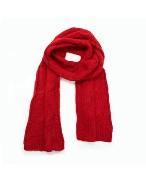 Portolano Chunky Scarf With Cables - Red