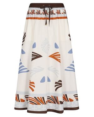Herno Lightweight Skirt With Abstract Print And Adjustable Waistband - White