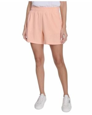 Calvin Klein French Terry Smocked-Waist Short - Pink
