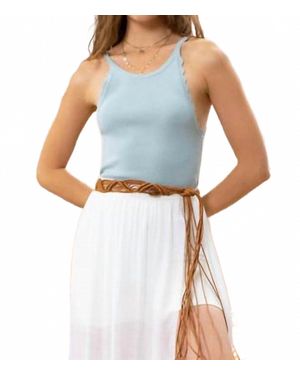 Mine Scalloped Edge Halter Style Layering Tank - Blue