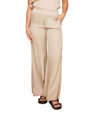 Renuar Touch Of Glam Wide Leg Satin Pants - Natural