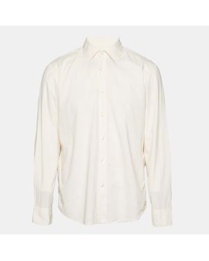 BOSS Light Striped Cotton Long Sleeve Shirt - White