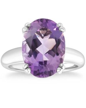 Pompeii3 4Ct Large 10X8Mm Oval Amethyst Solitaire Ring 10K - Purple