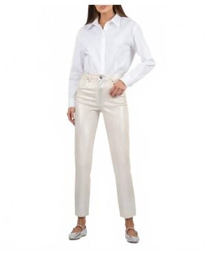 Kut From The Kloth Reese High Rise Metallic Ankle Straight Jean - White