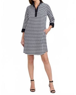 Foxcroft Sloane Classic Houndstooth Dress - Blue