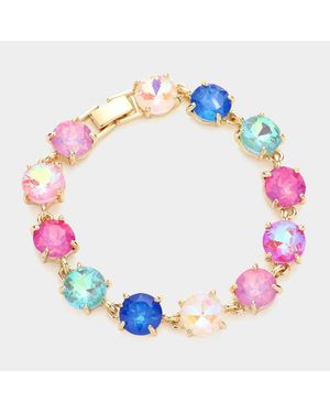 Fashnzfab Round Stone Link Evening Bracelet Light - Blue