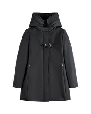 Fay Toggle Closure High Collar Structured Coat - Black