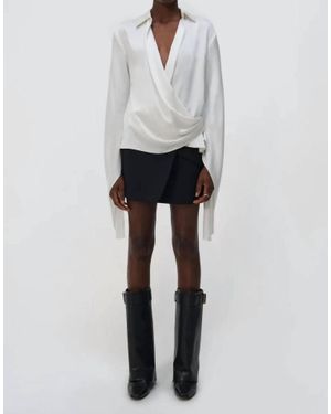 Jonathan Simkhai Paradisa Cascade Sleeve Wrap Top - White