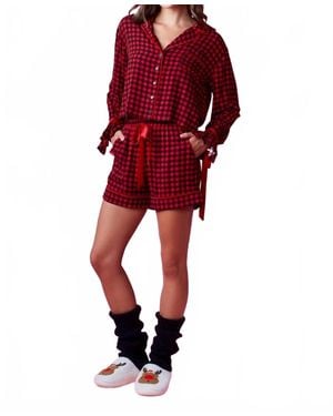 ACT Pretty Gingham Pajama Set - Red