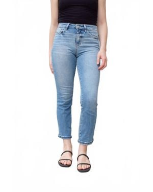 VERVET BY FLYING MONKEY Remi Crop Slim Straight Jeans - Blue