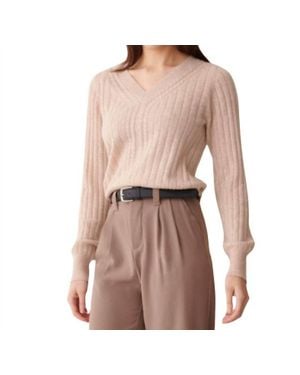 Isla Luna Cable Rib V-Neck Top - Pink