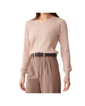Isla Luna Cable Rib V-Neck Top - Pink