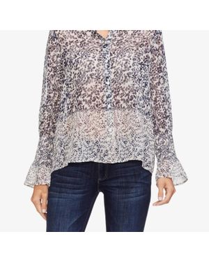 Vince Camuto Tranquil Petals Button Up Blouse - Gray