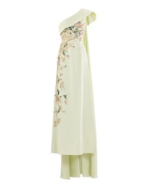Saiid Kobeisy One Shoulder Embroidered Crepe Dress - White