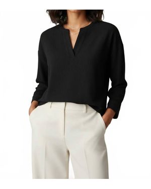 Fun 2 Fun Textured Long Sleeve Top - Black