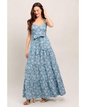 TRUEDAMES Modern Prairie Bloom Woven Maxi Dress - Blue