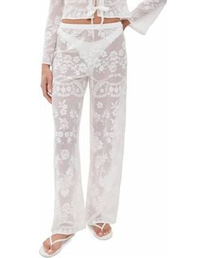 LoveShackFancy Womne's Jessia Lace Cover-Up Pants - White