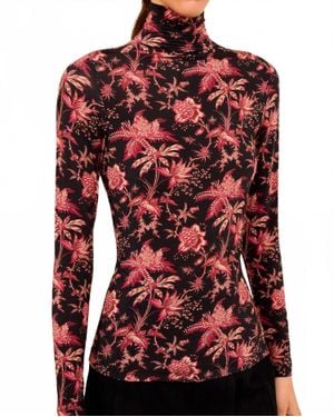 Ulla Johnson Aurelia Jersey Long Sleeve Turtleneck Top - Red