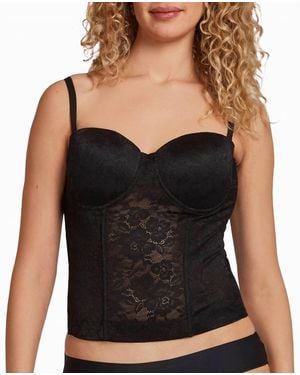 Nicole Miller Lace Power Mesh Bustier - Black