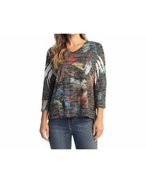 Jess & Jane Dunes Burnout Rounded Hem Top - Black