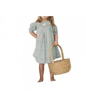 Small Shop Kids Polly Bunny Smocked Dress - Blue