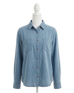 Z Supply Reese Jersey Denim Button Up Top - Blue