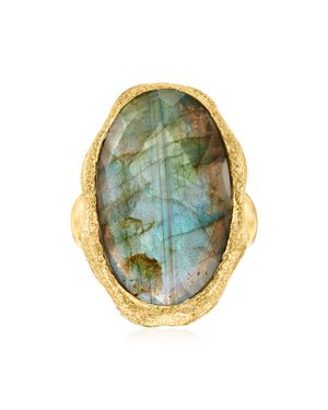 Ross-Simons Oval Labradorite Textured And Polished Ring - Metallic
