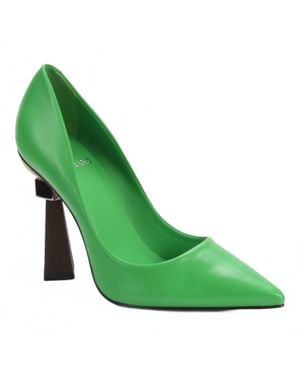 Carrano Leather Pump Geometric Heels - Green