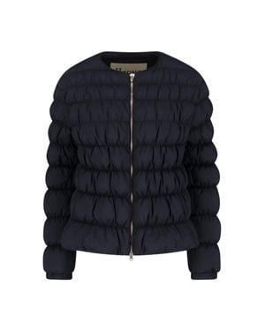 Herno Tailored Jacket With High Collar And Smooth Texture - Blue