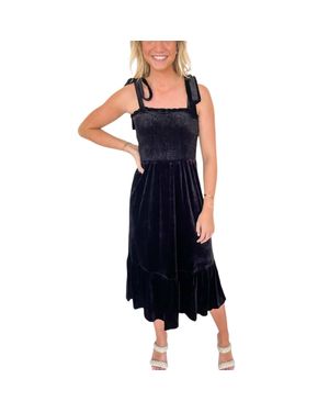 Lucy Paris Clare Velvet Maxi Dress - Blue