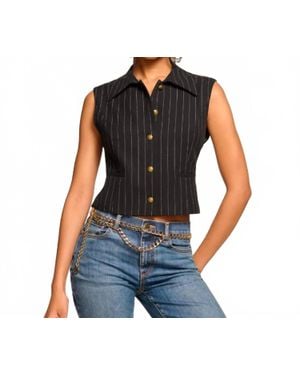 Ramy Brook Danna Pinstripe Vest - Black