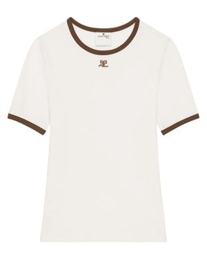 Courreges Signature Contrast Trim Fitted T-Shirt - White