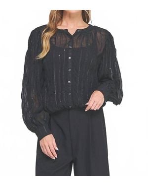 Allie Rose Midnight Sparkle Embroidered Blouse - Black