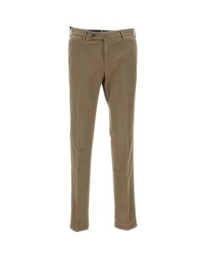 PT01 Straight-Leg Cotton Pants With Unfinished Hem And Clean Design - Natural