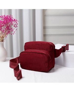 Fashnzfab Solid Nylon Sling Bag Fanny Pack Belt Bag - Red