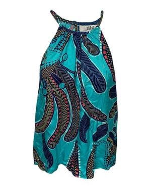 Tibi Halter Neck Patterned Blouse - Blue