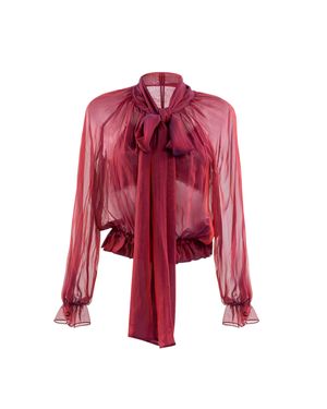 Saiid Kobeisy Chiffon Bow Chemise - Red