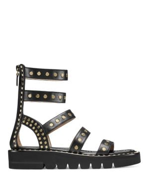 Stuart Weitzman Gala Lift Studs Gladiator Leather Sandal Jobb1320 - Black