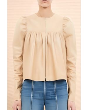 Ulla Johnson Anouk Zip Up Leather Jacket - Blue