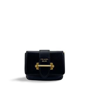 Prada Soft Calf Cahier Mini Crossbody Bag Hardware - Black