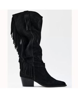 Free People Faith Fringe Western Boots - Black