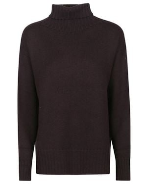 Drumohr Merino Wool Over Turtleneck Sweater - Black