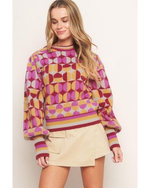 TRUEDAMES Cheer You On Jacquard Sweater Top - Red