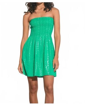 Elan Smocked Strapless Dress - Green